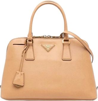 Prada Pre-owned Promenade Handtas - Dames - Pre-owned - Beige - Maat: ONE Size Zijde