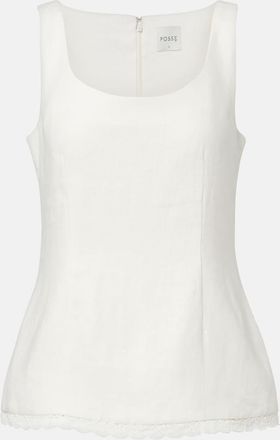 Poss&eacute; Effi scalloped linen tank top