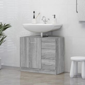 vidaXL Armario Para Lavabo Madera Contrachapada Gris Sonoma 63x30x54cm Vidaxl