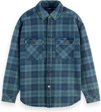 Scotch & Soda Geruite Denim Overshirt - Heren - Casual Overhemden - Blauw - M - Denim - Overhemden