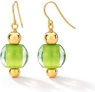 Gold & Honey Womens Bead Drop Earrings In Green Marble