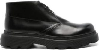 Tod's Leren enkellaarzen - Heren - Veterlaarzen - Zwart - 44 EU - Schoenen