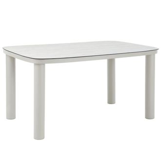 Oviala Mesa de jard&iacute;n con estructura aluminio 6 personas 150x90 cm beige