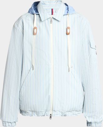 Moncler Men & apos;s Havas Stripe Full-Zip Hooded Shirt Jacket