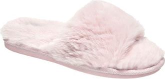 Nine West Faux Fur Slippers in Blush at Nordstrom, Size Medium