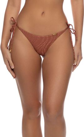 Luli Fama Muse Glow Seamless Ruched Back Brazilian Tie Side Bottom in Brown at Nordstrom, Size X-Small