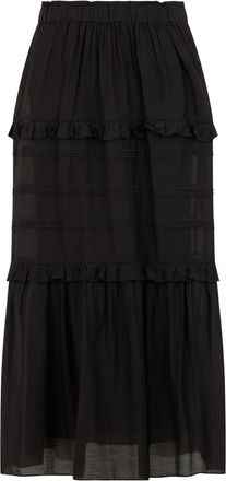 Isabel Marant Midi Skirts, female, Black, Size: 2XS Ruffled Long Skirt