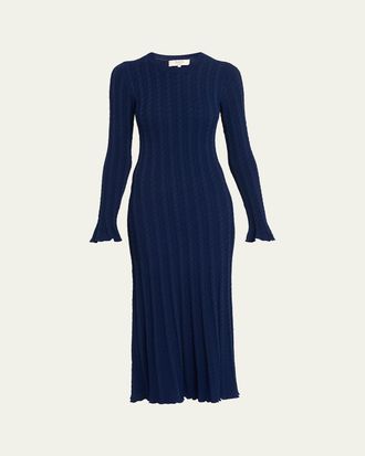 Alice & Olivia Rhea Cable-Knit Midi Dress