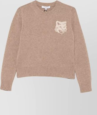 Maison Kitsun&eacute; wool intarsia-knit fox head crew-neck sweater