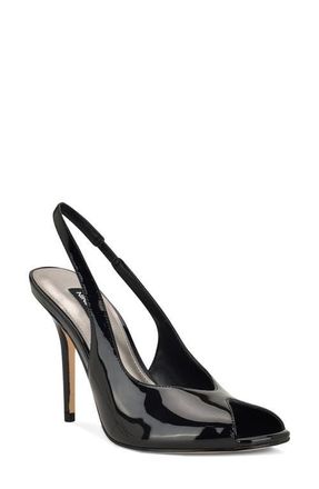 Nine West Pretta Slingback Peep Toe Pump in Black at Nordstrom, Size 10.5