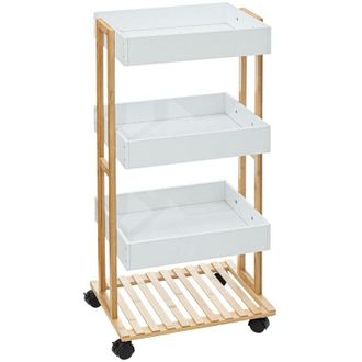 5five Simply Smart 5five Simply Smart - Carrello naturéo a 4 livelli su rotelle in bambù bianco - 5five