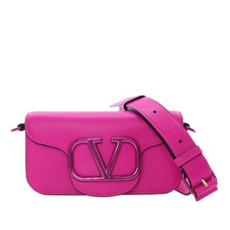 Valentino Garavani Valentino Hot Pink Small Calfskin VLogo Loco Satchel