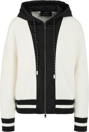Marc Cain Kontrast Hoodie - Dames - Vesten - Wit - M - Katoen - Truien & Vesten
