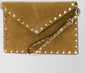 Valentino Garavani rockstud medium suede clutch bag