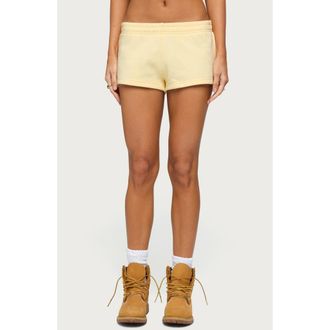 Edikted Cataleya Shorts in Yellow at Nordstrom, Size X-Large