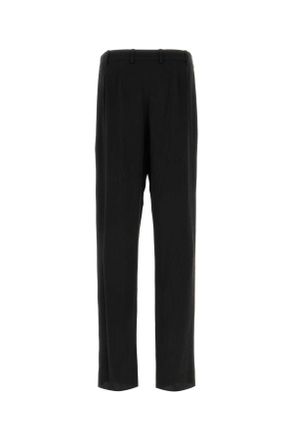 Saint Laurent Mens Black Crepe Wide-Leg Pant Nero Exterior: Silk Pantaloni