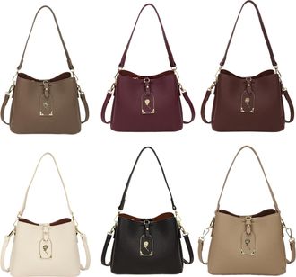 Generic Women Girls PU Leather Large Capacity Shoulder Bag for Work & Outing (Black)