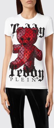 Philipp Plein T-shirt in jersey slim fit con stampa Teddy e strass