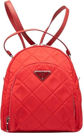 Prada Pre-owned Backpacks, female, Red, Size: ONE SIZE Pre-owned Quilted Backpack