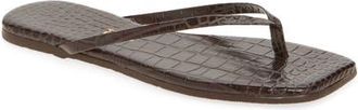 Tkees Lily Square Toe Flip Flop in Carob Croc at Nordstrom, Size 10
