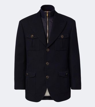 Brunello Cucinelli Chaqueta de lana y algod&oacute;n espigada