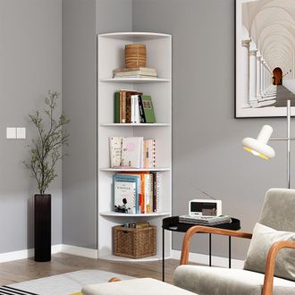 Vicco Estante De Esquina Fabienne, Blanco, 40 X 180 Cm Con 5 Compartimentos