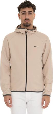 HUGO BOSS Hooded Harrington Jack met Verborgen Zakken - Heren - Zomerjassen - Beige - S - Jassen