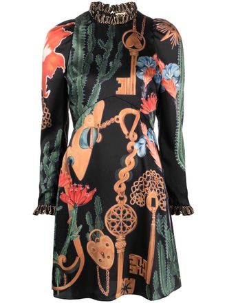 Temperley London Abito corto con stampa Palomino - Nero