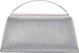 Nina Genesis Woven Faux Leather Clutch in Antique Silver at Nordstrom