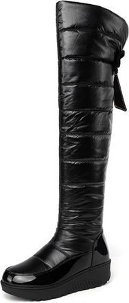 Generic Womens Winter Knee-High Snow Boots - Thermal Faux Fur Lined, Slip-Resistant Sole, Decorative Bow, Water-Resistant Outdoor Boots for Cold Weather(5.5 U