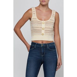 L'agence Galene Mixed Stitch Crop Sweater Tank in Ecru/natural Multi at Nordstrom, Size Xx-Large