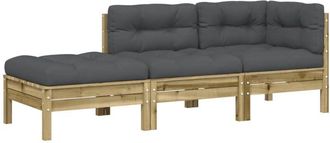 vidaXL Sof&aacute; De Jard&iacute;n Con Cojines Y Reposapi&eacute;s 3 Plazas Vidaxl