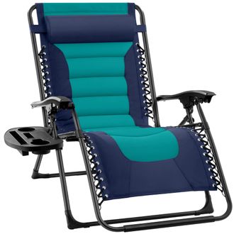 Best Choice Products Oversized Padded Zero Gravity Chair, Folding Outdoor Patio Recliner w/ Side Tray