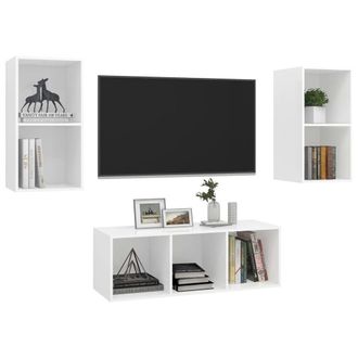 Berkfield Home Practical 3 Piece TV Cabinet Set White Engineered Wood
