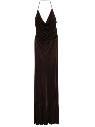 Elisabetta Franchi open-back jersey maxi dress - Brown
