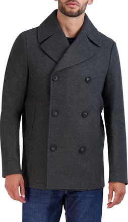 Cole Haan Double Breasted Peacoat in Charcoal at Nordstrom, Size Xx-Large