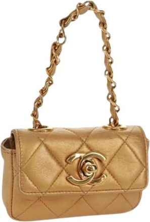 Chanel Pre-owned Vintage Mini Bag - Dames - Vintage Mini Tas - Geel - ONE Size - Leer - Vintage