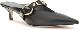 Balenciaga Womens City Mules Black-Gold Calf Leather Bos Taurus Sandal Black/gold