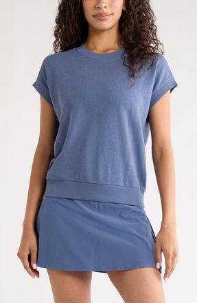 Zella Go Easy Terry Cotton Blend Sweatshirt in Blue Vintage at Nordstrom, Size X-Small