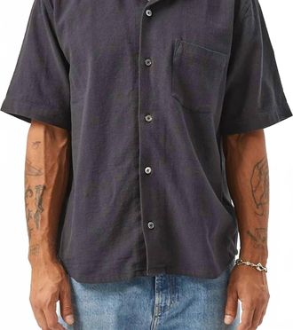 Corridor Hopsack Short Sleeve Shirt In Black