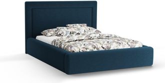 CXL by Christian Lacroix Cama con cabecero y baúl 140x200cm de tejido chenilla azul marino