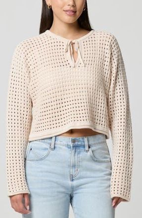 Florence By Mills Keyhole Open Knit Crop Sweater in Quartz at Nordstrom Rack, Size Xx-Large