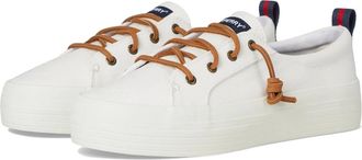 Sperry Top-Sider Mens Sperry Crest Vibe Sneakers White Canvas Platform Shoes HAWK3039