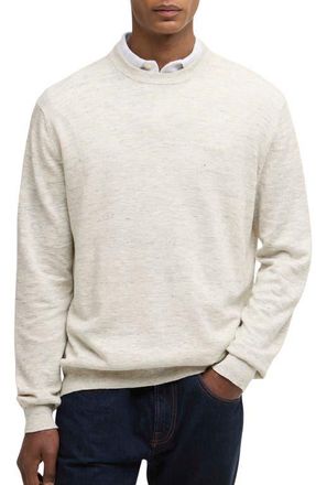 Barbour Flaxby Linen Blend Crewneck Sweater in Neutral at Nordstrom, Size Xx-Large
