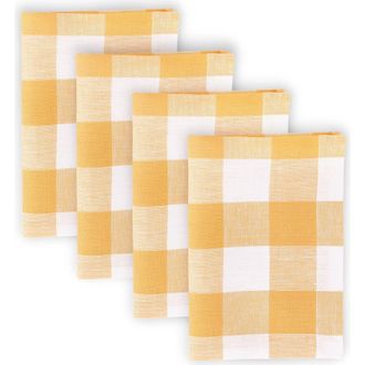 Solino Home Linen Dinner Napkins - Buffalo Check, 20 x 20 in Mustard And White at Nordstrom, Size Large