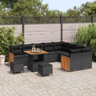 vidaXL Conjunto De Sof&aacute; De Jard&iacute;n 12 Pcs Negro 80 X 80 X 71 Cm Vidaxl