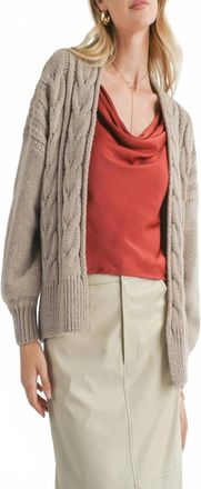 Sadie & Sage Lorna Chunky Knit Cardigan In Light Taupe