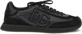 Dolce & Gabbana Black Calf Leather Bos Taurus Athletic Mens Sneakers