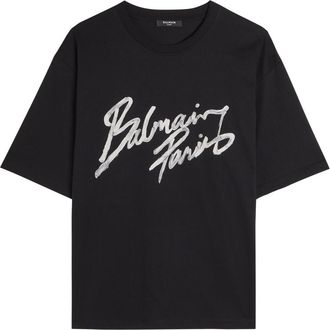 Balmain Logo-print Cotton T-shirt - Black And White - XL (UK16 / XL)
