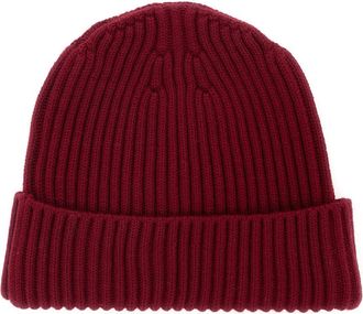Stone Island Boys Beanie With Cuff Red Tech Fabric Hat